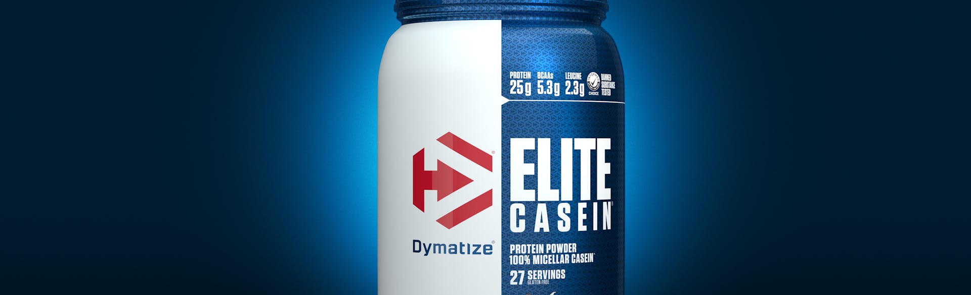 A single tub of Dymatize Elite Casein Smooth Vanilla